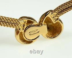 Christian Dior Beautiful Gold Tone Mesh Choker Shell snap clasp Necklace 15