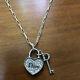Christian Dior Logo Silver Heart Key Rhinestone Pendant Necklace