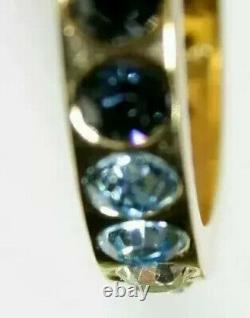 Christian Dior Signed Gold Tone Locking Hinged Bracelet Blue Stones