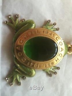 Coach necklace Green Frog gold tone emerald tone stone retired collector beauty