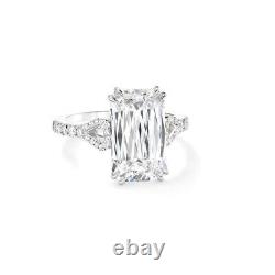 Colorless White Emerald & Round Cut 8.65CT Diamonds Solitaire Engagement Ring