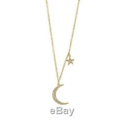 Crescent Moon & Star Necklace 14k yellow Yellow gold
