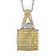 Ct 0.5 925 Sterling Silver White Yellow Diamond Pendant Necklace Gift Size 20