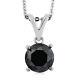 Ct 2 925 Sterling Silver Platinum Plated Black Diamond Pendant Necklace Size 20