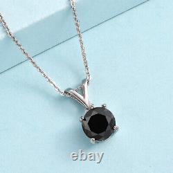 Ct 2 925 Sterling Silver Platinum Plated Black Diamond Pendant Necklace Size 20