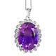 Ct 40.2 925 Sterling Silver Amethyst White Topaz Pendant Necklace Size 18