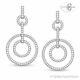 Cubic Zirconia Cz Crystal Pave Dangling Circle Earrings In. 925 Sterling Silver