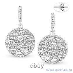 Cubic Zirconia CZ Crystal Pave Dangling Circle Earrings in. 925 Sterling Silver