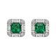 Cubic Zirconia Stud Earrings 925 Sterling Silver Square Green Women Jewelry