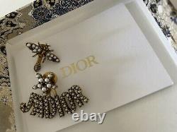 DIOR JADIOR Earrings Antique Silver White Pearl Gold Bee Logo Bracelet Necklace