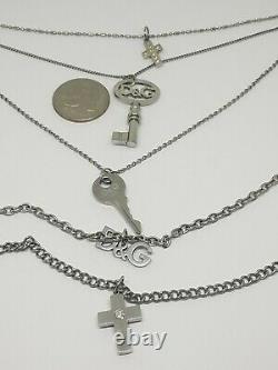 D & G Dolce & Gabbana Rare Layered Silver Tone Necklace Key Cross Charms 2006