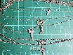 D & G Dolce & Gabbana Rare Layered Silver Tone Necklace Key Cross Charms 2006