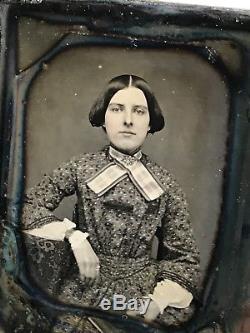 Daguerreotype Beautiful Young Lady Outstanding FASHION & JEWELRY 1840s era