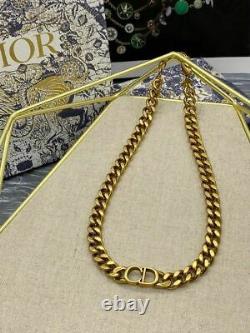 Dior Necklace Choker Vintage CD Logo Women Brass Authentic New Gift Box