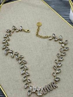 Dior Necklace Choker Vintage Women Brass Cubic Zirkonia Authentic New Gift Box