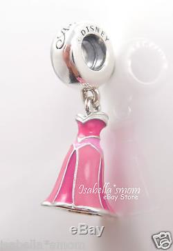 Disney AURORA DRESS Genuine PANDORA Silver/Pink Enamel SLEEPING BEAUTY Charm NEW
