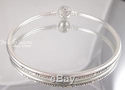 Disney BEAUTY AND THE BEAST Genuine PANDORA Silver BANGLE Bracelet 8.3/21cm NEW