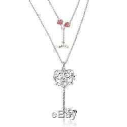 Disney Princess White Gold-Plated Beauty & the Beast Crystal Key Necklace