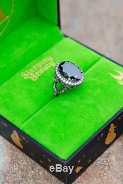 Disney Sleeping Beauty Maleficent Crystal Sterling Silver Ring Black Rhodium
