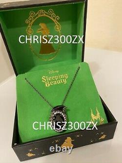 Disney Sleeping Beauty Maleficent Dragon Silver Crystal Pendant Necklace + Chain