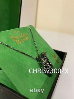 Disney Sleeping Beauty Maleficent Dragon Silver Crystal Pendant Necklace + Chain
