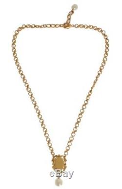 Dolce & Gabbana Golden Brass Pearl Floral Crystal Necklace