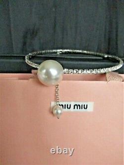 EXQUISITE Sign MIU MIU Made in ITALY Crystal & Pearl Choker Necklace