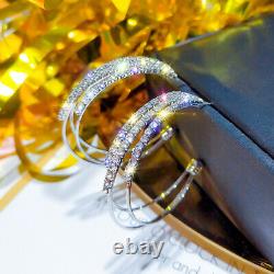 Earrings Multilayer Round Hoop for Women Jewelry Shining Crystal Larf gift uk