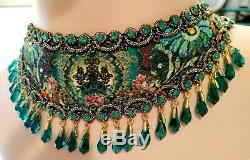 Elegant Michal Negrin Necklace crystals Green Swarovski Beautiful
