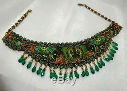Elegant Michal Negrin Necklace crystals Green Swarovski Beautiful