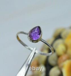 Elegant! Natural Purple Amethyst Gemstone Silver Plated Ring Jewelry For Gift