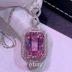 Emerald Cut Simulated Sapphire Women's Stunning Pendant In 14K White Gold Plated