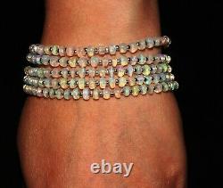 Ethiopian welo fire Opal with 925 Sterling Silver 5 Strand Beads Bracelet
