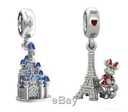 Exclusive Minnie ad Eiffel Tower and Castle of Sleeping Beauty Charm Pandora Set