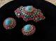 Exquisite Large Signed Rare Schreiner Brooch & Earring Set Beautiful Multi Stone