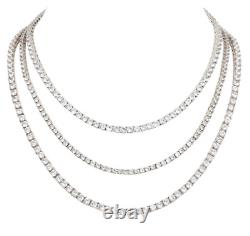 Fabulous Three Rows Of Lustrous White 65.95CT Cubic Zirconia Tennis Necklace