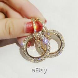 Fashion Luxury Round Diamond Earrings Women Geometric Hoop Earrings Jewelry Gift