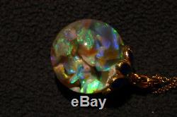 Floating Opals Necklace pendant 6+ Carats beautiful bright Lightning Ridge Opal
