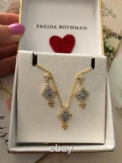 Freida Rothman earrings & necklace Set 2 Ps. Silver 925 G. P. Multi NEW in box