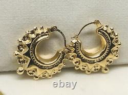 GENUINE Victorian Style Gypsy Spyky Creole Hoop Earring 9K Yellow Gold 20MM