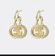 Gucci Crystal Twin Gg 18k Yellow Gold Plated Dangle Pierce Earrings-beautiful