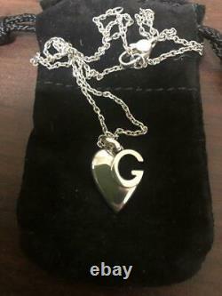 GUCCI Necklace Pendant Silver 925 Cutout G Heart NO original Pouch Beautiful