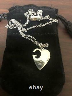 GUCCI Necklace Pendant Silver 925 Cutout G Heart NO original Pouch Beautiful