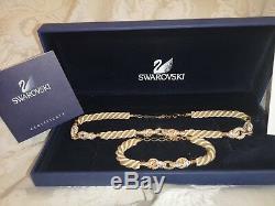 Genuine Swarovski Necklace & Bracelet Set with a beautiful gold rope -Valentine