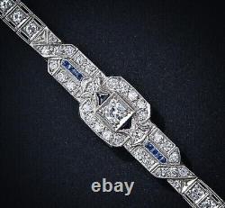 Geometric Shape Design with White Round Cut CZ Women's Wedding Silver Bracelet
