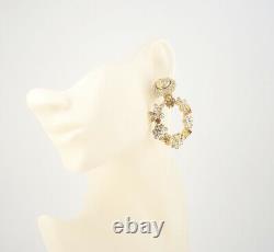 Gianni Versace Rhinestone Circle Dangle Clip-On Earrings Gold-tone #6