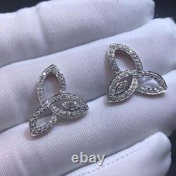 Gorgeous 14K White Gold Plated Round Simulated Diamond Women's Flower Earrings