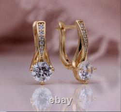 Gorgeous 2.00 Ct Round Cut Diamond Drop & Dangle Earrings 14k Yellow Gold Finish