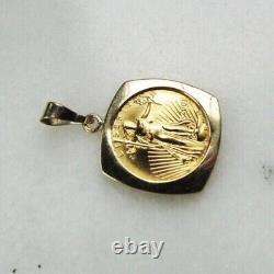 Gorgeous Ounce Gold Liberty Coin Pendant 14k Yellow Gold Finish
