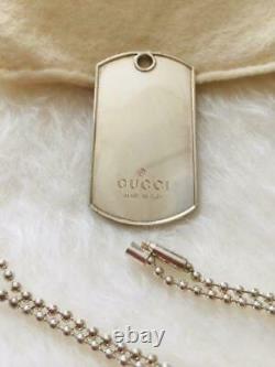Gucci Dog Tag Plate Necklace double Sterling Silver 925 Beautiful withPouch Box